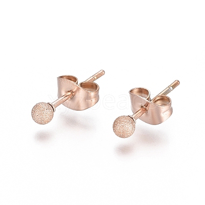 Ion Plating(IP) 304 Stainless Steel Stud Earrings EJEW-L215-58A-RG-1