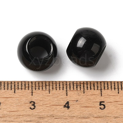 Natural Black Stone European Beads G-N342-03E-1