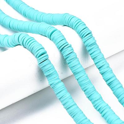Flat Round Handmade Polymer Clay Beads CLAY-R067-10mm-20-1