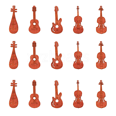 50Pcs 5 Styles Wooden Cabochons WOOD-CJ0001-51-1