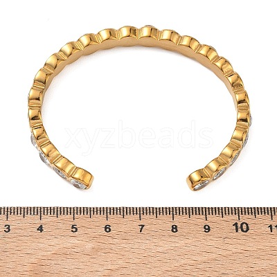 304 Stainless Steel & Cubic Zirconia Cuff Bangles for Women BJEW-T031-01B-1