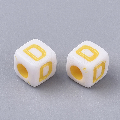 White Opaque Acrylic Beads MACR-R869-01D-1
