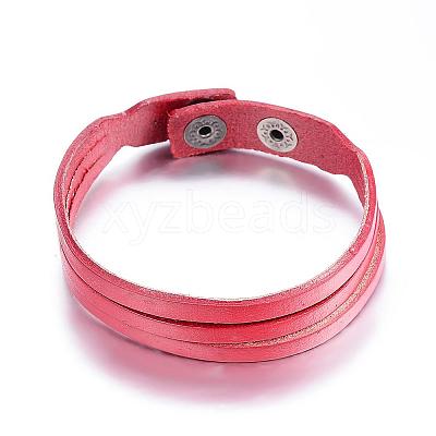 Leather Cord Snap Bracelets BJEW-P099-10-1