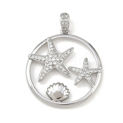 Ocean Brass Micro Pave Cubic Zirconia Pendants KK-K411-04C-P-1