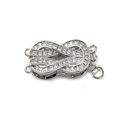 Brass Micro Pave Clear Cubic Zirconia Box Clasps KK-E084-28P-1