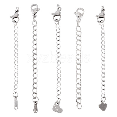 15Pcs 5 Styles 304/201 Stainless Steel Chain Extender STAS-TA0005-80-1