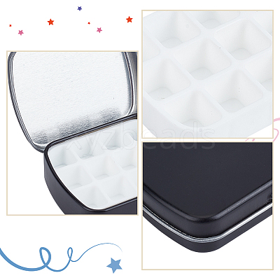 4Pcs 4 Styles Rectangle Iron Platic Tin Cans with Hinged Lid CON-AR0001-15-1