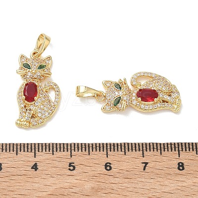 Brass Micro Pave Clear Cubic Zirconia Pendants KK-T085-21B-G-1
