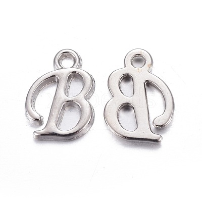 Platinum Plated Alloy Letter Pendants PALLOY-J718-01P-B-1