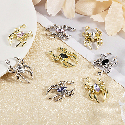 16Pcs 8 Styles Glass Spider Pendant FIND-CA0008-37-1