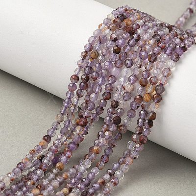 Natural Purple Phantom Quartz Purple Lodolite Quartz Beads Strands G-S385-01-1