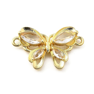 Brass Pave Clear Cubic Zirconia Connector Charms KK-Q066-11G-1