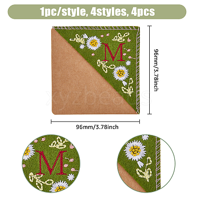 4Pcs 4 Styles Season Theme Non-woven Felt Embroidery Corner Bookmarks FIND-HY0002-47A-1