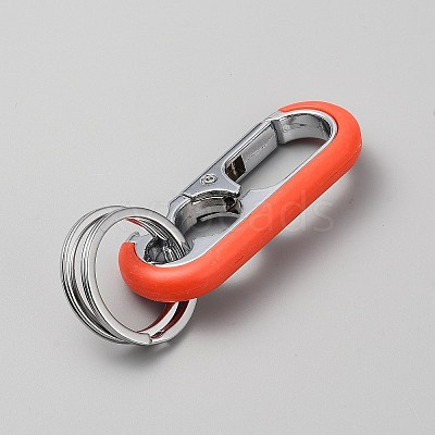 Oval Alloy Keychain Clasps with Double Rings FIND-YWC0011-02C-1