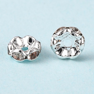 Brass Rhinestone Spacer Beads RB-A014-L8mm-01S-1