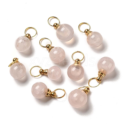 Natural Rose Quartz Openable Perfume Bottle Pendants G-A026-02B-1