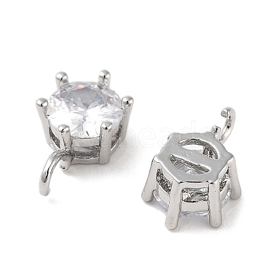 Brass Micro Pave Clear Cubic Zirconia Pendants KK-B102-11P-1