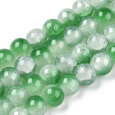Crackle Baking Paint Imitation Jade Glass Beads Strands DGLA-T003-10mm-07-1