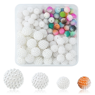 100Pcs 4 Style Imitation Pearl Acrylic Beads OACR-FS0001-23-1