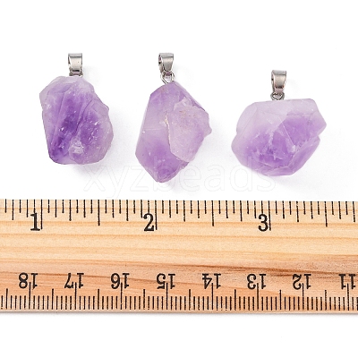 3Pcs Natural Amethyst Pendants G-FS0001-01-1