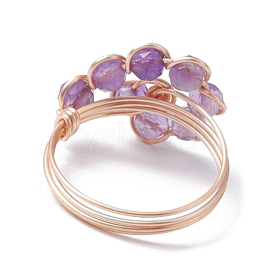3Pcs 3 Style Natural Mixed Gemstone Braided Beaded Finger Rings Set RJEW-TA00106-1