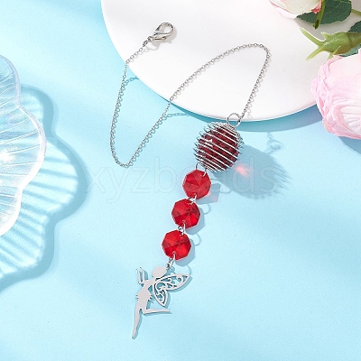 Glass Round & Octagonal Beads Hanging Suncatchers HJEW-JM04617-03-1