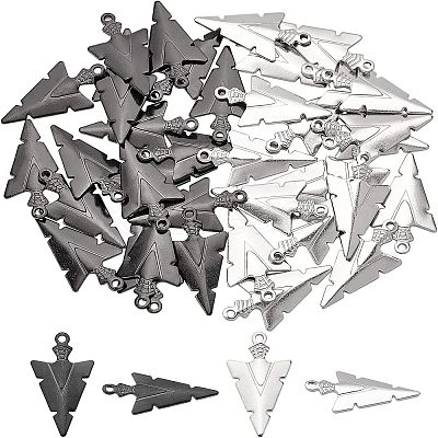 40Pcs 2 Color 304 Stainless Steel Pointed Pendants STAS-UN0023-90-1