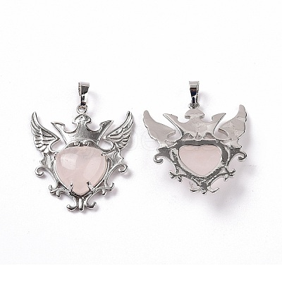 Natural Rose Quartz Pendants G-P496-04P-15-1