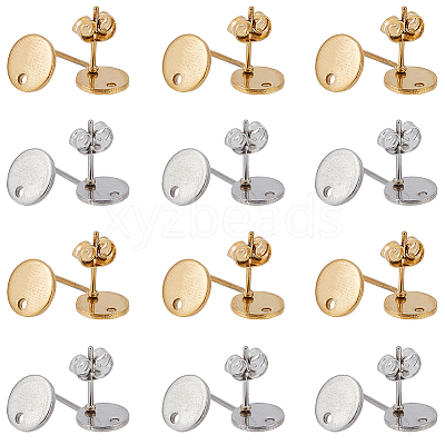 60Pcs 2 Colors 304 Stainless Steel Stud Earring Findings STAS-SC0006-57-1