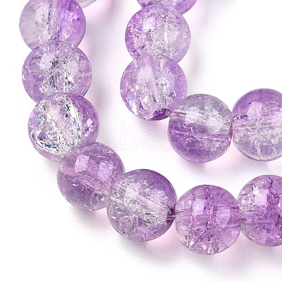 Transparent Crackle Baking Paint Glass Beads Strands DGLA-T003-01A-10-1