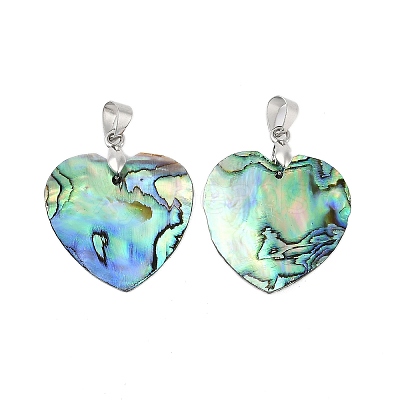Natural Abalone Shell/Paua Shell Pendants X-SSHEL-M024-01-1