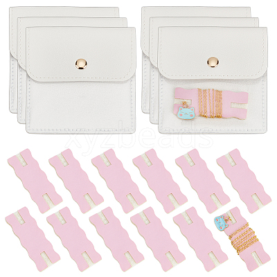6Pcs Square PU Leather Jewelry Storage Bags with Iron Button ABAG-OC0001-18A-1