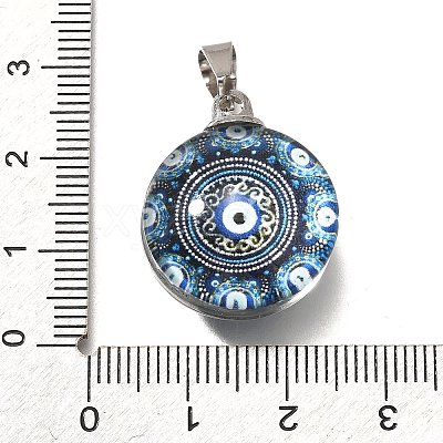 Flat Round 201 Stainless Steel Acrylic Pendants STAS-U036-01P-10-1