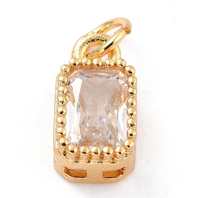 Real 18K Gold Plated Brass Inlaid Cubic Zirconia Charms ZIRC-L100-075G-03-1