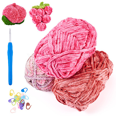 3 Rolls Polyester Chenille Wool Yarn OCOR-MB0001-06B-1
