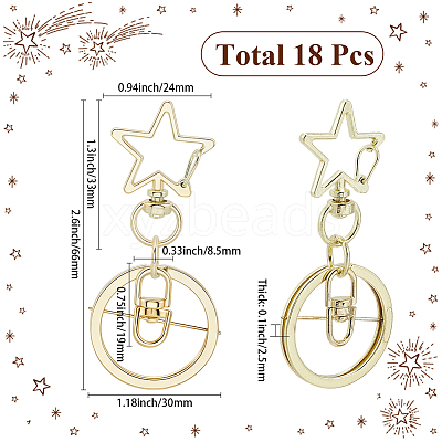 18Pcs Alloy Swivel Keychain Clasps KEYC-SP0001-48A-G-1