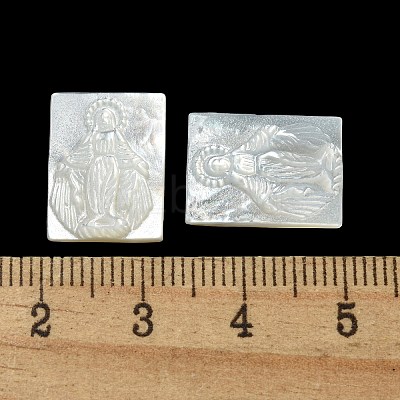 Carved Natural White Shell Cabochons SSHEL-N038-07-06-1