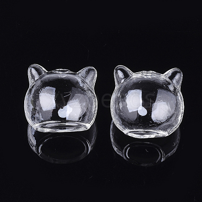 Handmade Kitten Blown Glass Globe Beads BLOW-T001-31-1