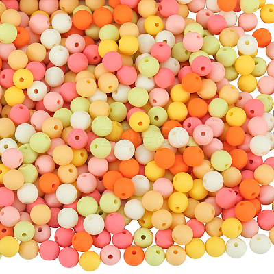 500Pcs Rubberized Style Imitated Silicone Acrylic Beads OACR-SP0001-33C-1