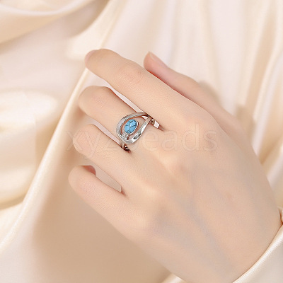 Oval Brass with Synthetic Turquoise Finger Rings FS-WG5DC9A-04-1