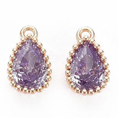 Brass Inlaid Cubic Zirconia Charms KK-S356-771G-1