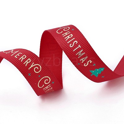 Polyester Grosgrain Ribbon for Christmas SRIB-P013-A02-1