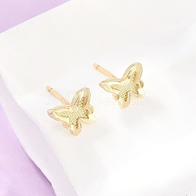 Brass Stud Earrings EJEW-P346-01A-G-1
