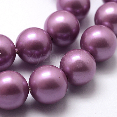 Polished Round Grade A Shell Pearl Bead Strands BSHE-M027-6mm-11-1