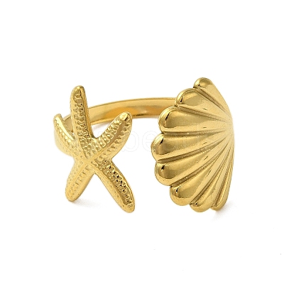 Ocean Beach Series 304 Stainless Steel Cuff Ring X-RJEW-Q820-02F-1