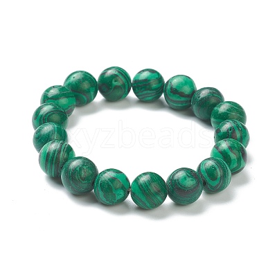 Synthetic Malachite Beaded Stretch Bracelets BJEW-A117-E-16-1