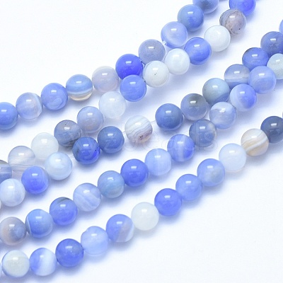 Natural Blue Chalcedony Beads Strands G-G765-30-10mm-1