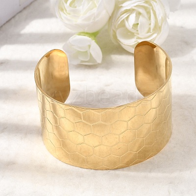 316L Surgical Stainless Steel Cuff Bangles BJEW-D454-01A-G-1