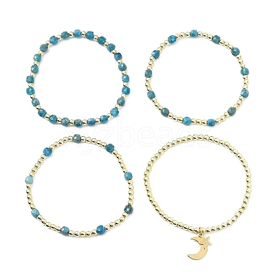 4Pcs 4 Styles Adjustable Natural Apatite & Synthetic Hematite Bead Bracelets BJEW-JB14151-03-1
