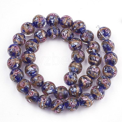 Handmade Gold Sand Lampwork Beads LAMP-T006-09B-1